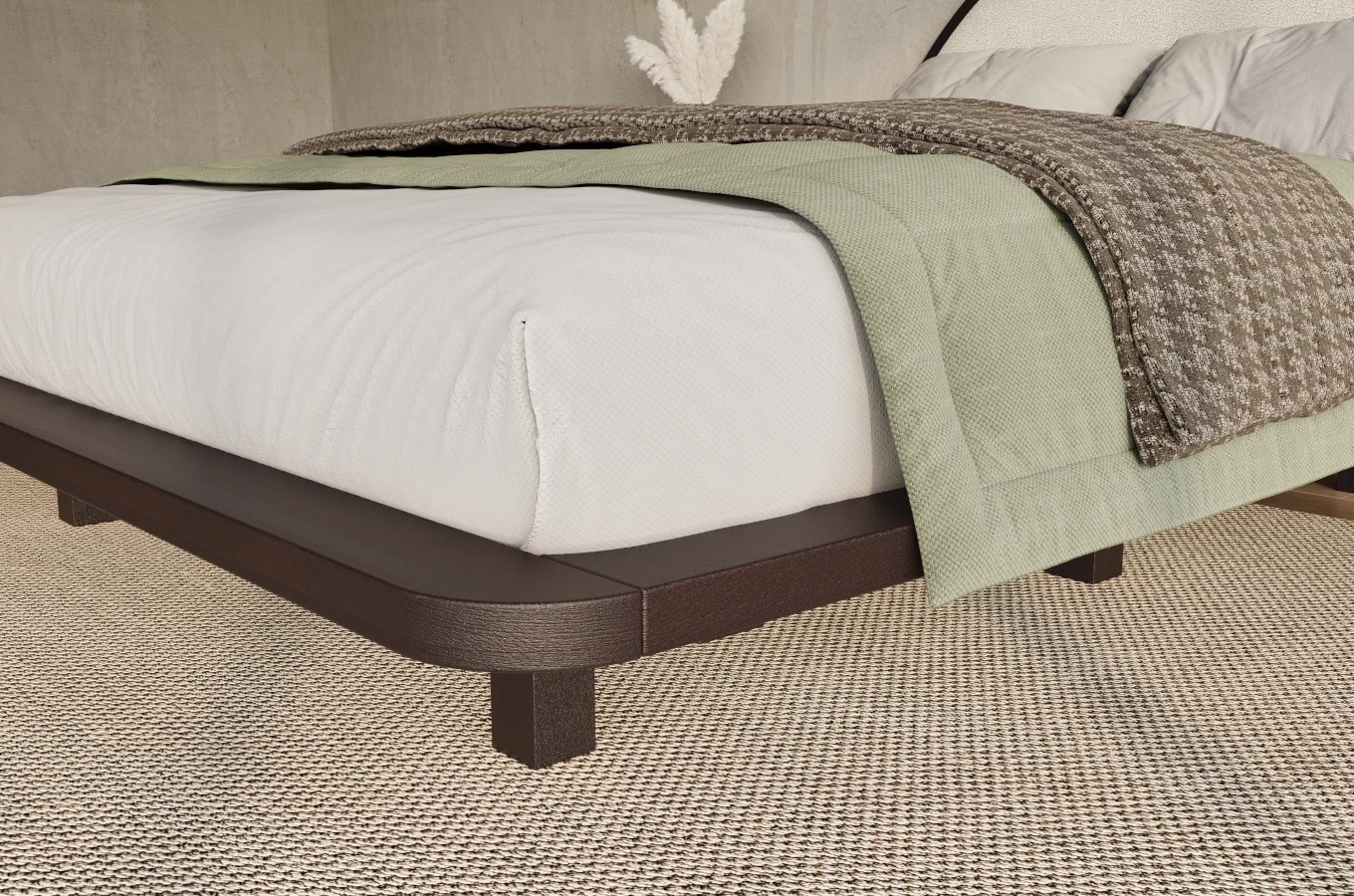 Łóżko lewitujące drewniane bukowe Visby MOMOKO / 140x200 cm, kolor palisander