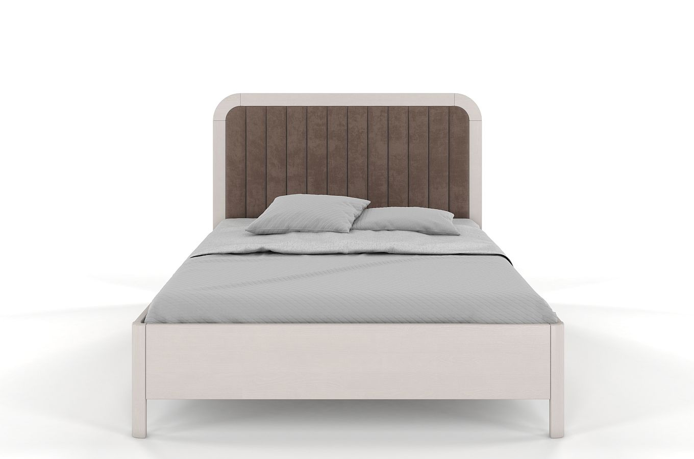 Tapicerowane łóżko drewniane sosnowe Visby MODENA z wysokim zagłówkiem