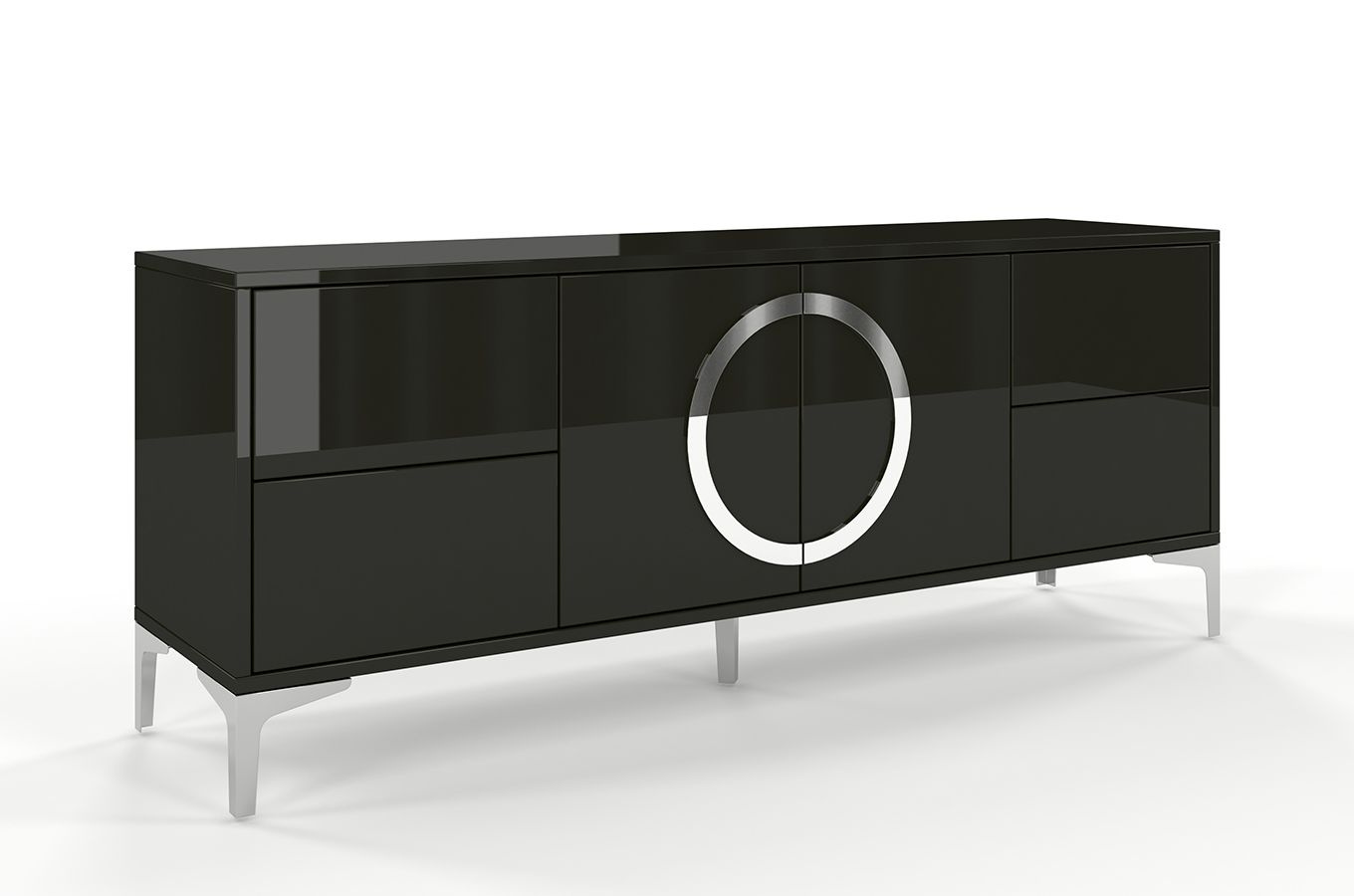 Czarna nowoczesna komoda RTV Dancan EVA połysk / szer. 150 cm