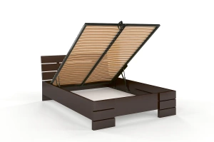 Łóżko drewniane bukowe Visby Sandemo High BC (Skrzynia na pościel) / 180x200 cm, kolor palisander