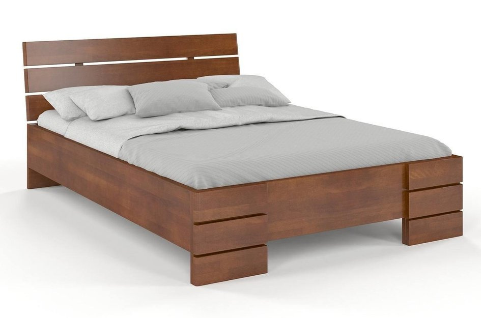 Łóżko drewniane bukowe Visby Sandemo High & LONG (długość + 20 cm) / 90x220 cm, kolor orzech