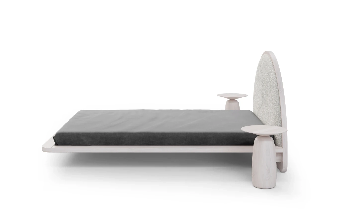 Łóżko lewitujące drewniane bukowe Visby MOMOKO / 160x200 cm, kolor biały