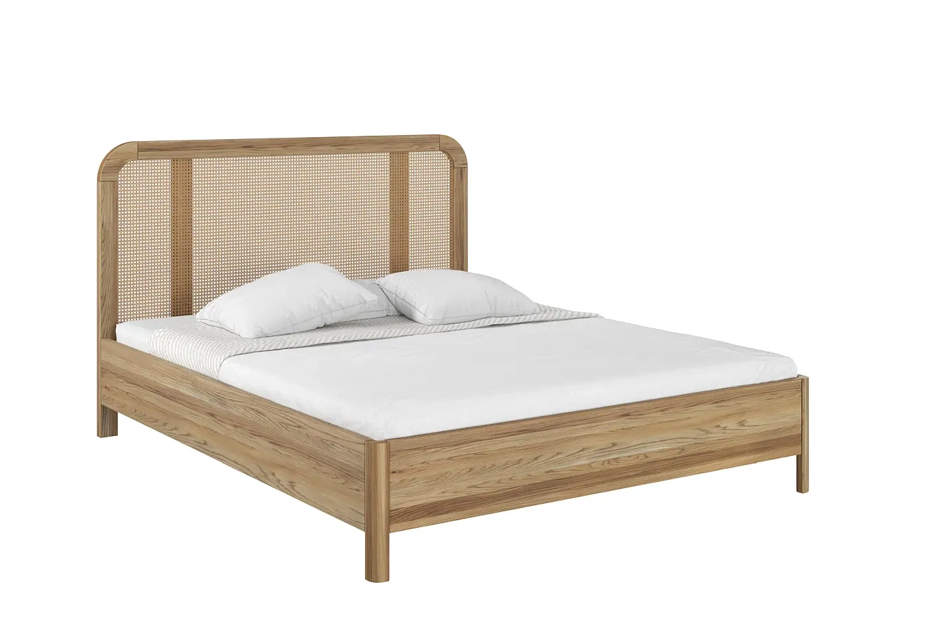 Łóżko drewniane dębowe z rattanem Skandica HARMARK