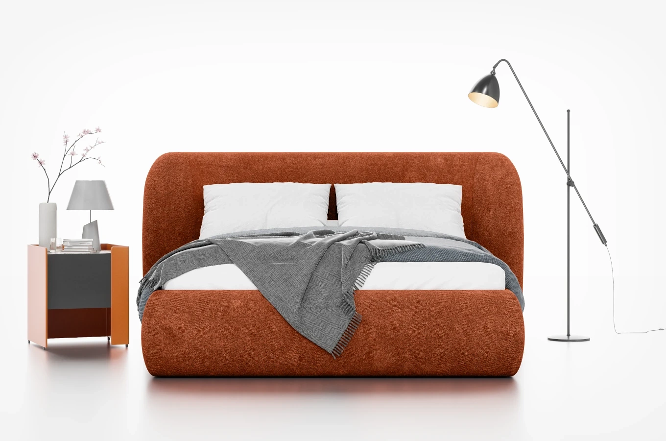 Tapicerowane łóżko SIMBA ze skrzynią na pościel