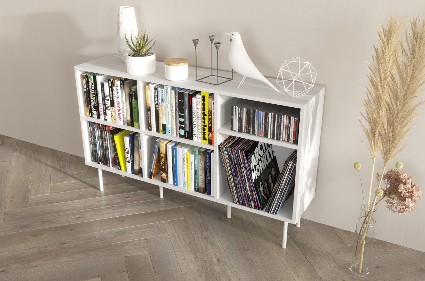 Otwarta komoda / regał w białym kolorze Dancan MIRKA / szer. 130 cm