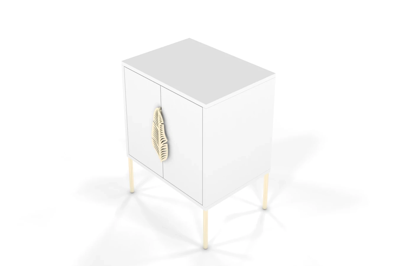 Biała szafka nocna Skandica MERLIN ze złotymi dodatkami / szer. 54 cm