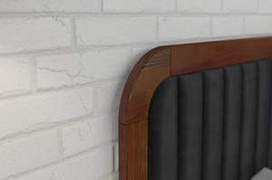 Tapicerowane łóżko drewniane sosnowe Visby MODENA BC z wysokim zagłówkiem / 200x200 cm, kolor orzech, zagłówek Casablanca 2316 (skrzynia na pościel)