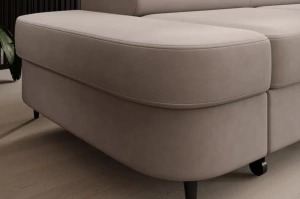 Nowoczesny narożnik TANZANIT J z funkcją spania i pojemnikiem na pościel