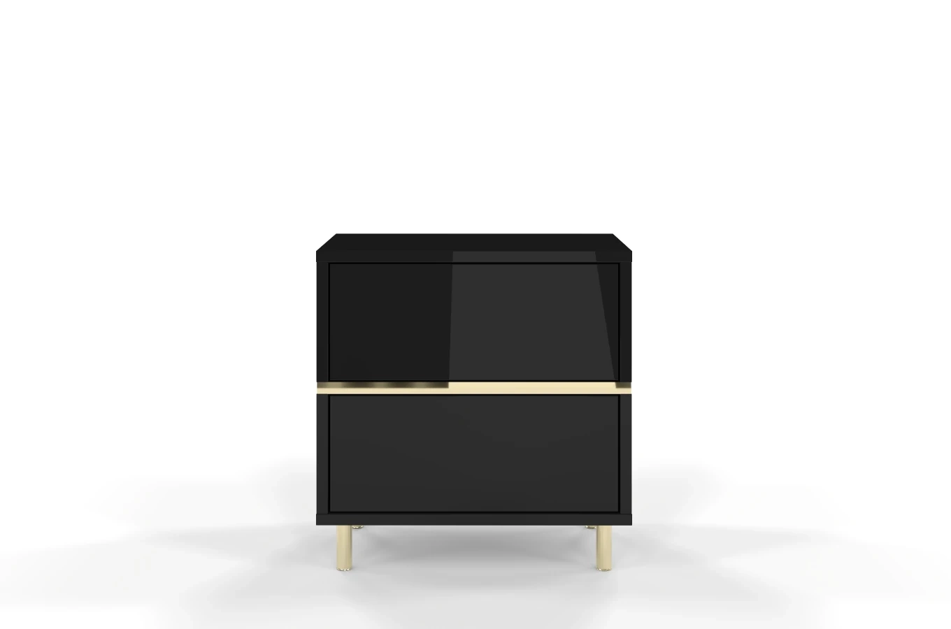Elegancka czarna szafka nocna Dancan MARIKA ze złotymi dodatkami / szer. 49 cm