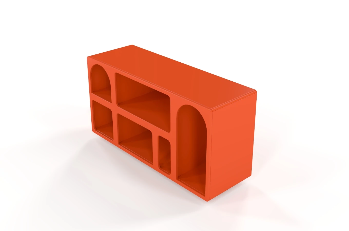 Drewniana komoda - regał - szafka RTV z łukami Visby OLIMPIA LONG / kolor marsala / szer. 140 cm