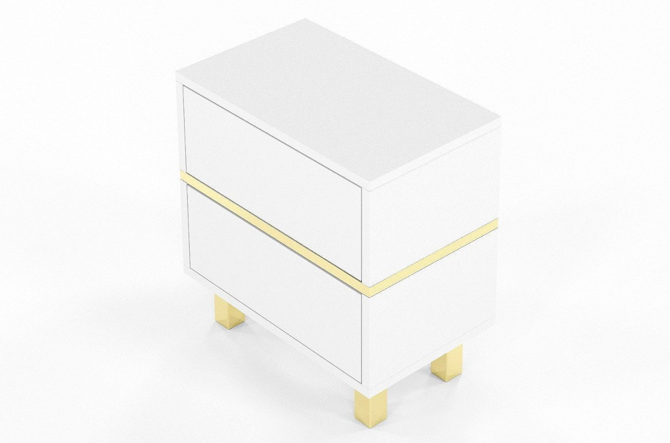 Elegancka biała szafka nocna Dancan MAGICA ze złotymi dodatkami / szer. 49 cm