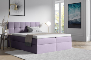 Tapicerowane łóżko kontynentalne ADRIANO z zagłówkiem pikowanym w kwadraty