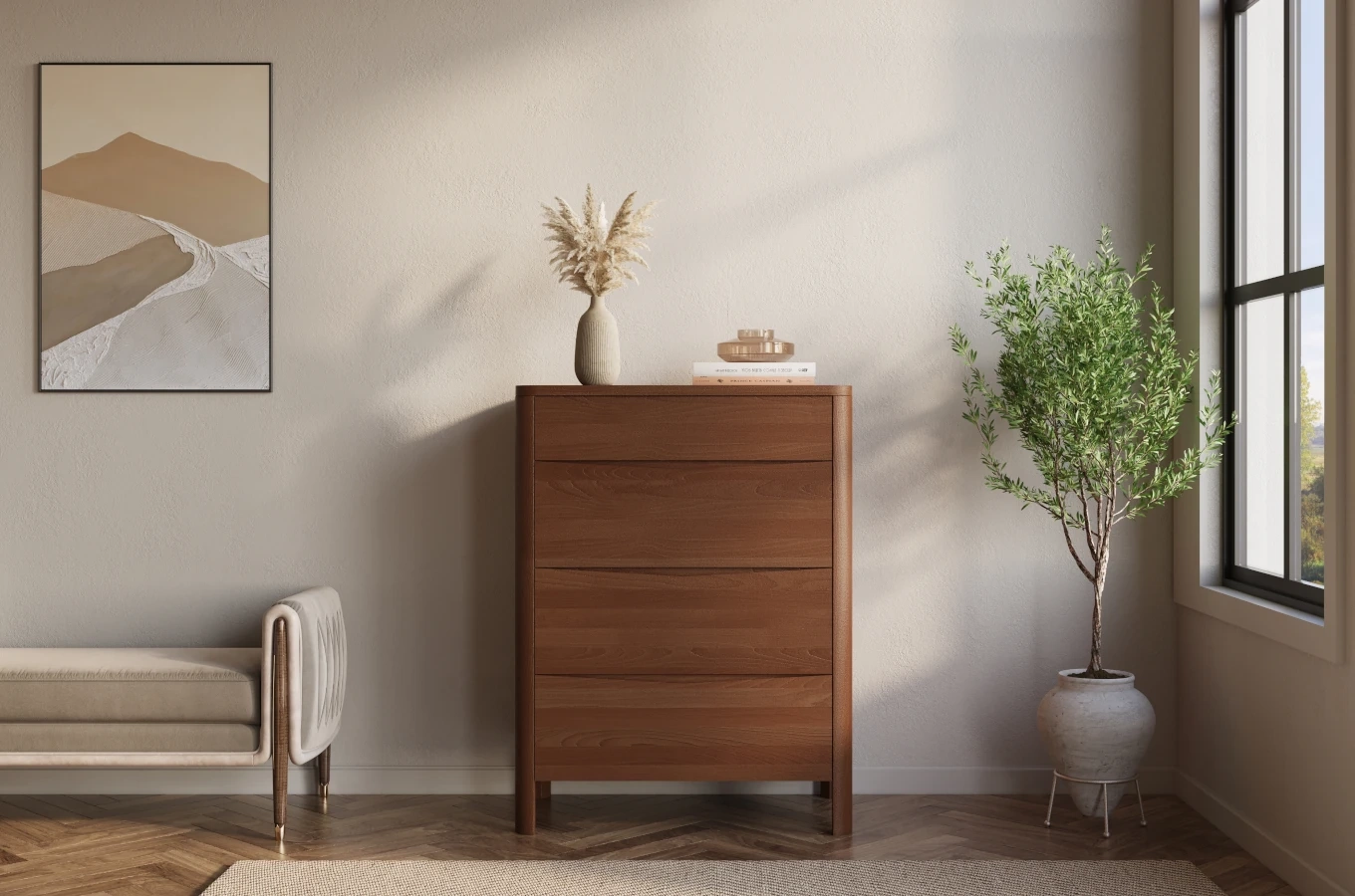 Drewniana komoda bukowa Visby MODENA 80 / kolor orzech