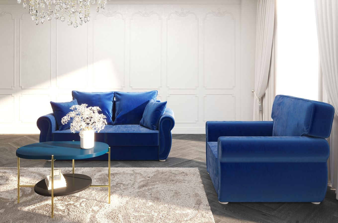 Elegancka 2-osobowa sofa BONA w angielskim stylu