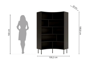 Nowoczesny narożny regał na książki Skandica HORN z czarnymi nogami / czarny / szer. 100 cm