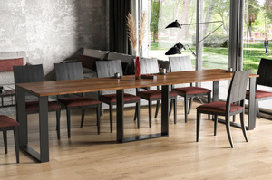 Nowoczesny rozkładany stół BORYS BIS na metalowych nogach 130-310 x 90 cm (dąb stirling)