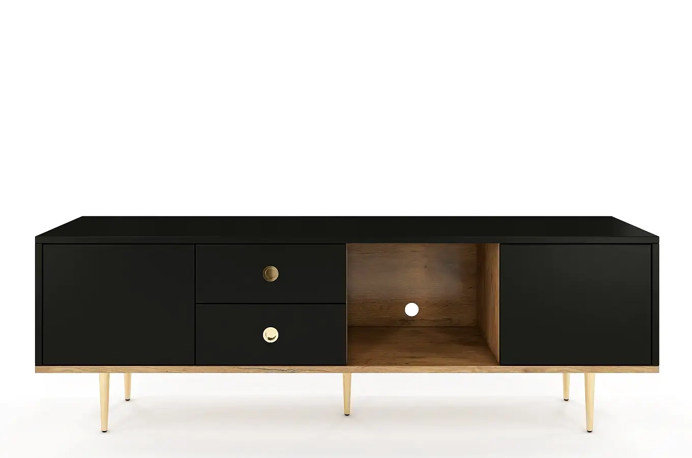 Czarna nowoczesna szafka RTV Skandica HARMONI / szer. 160 cm