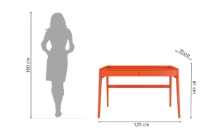 Drewniane biurko / toaletka z szufladami Visby LISA / kolor marsala / 125x70 cm