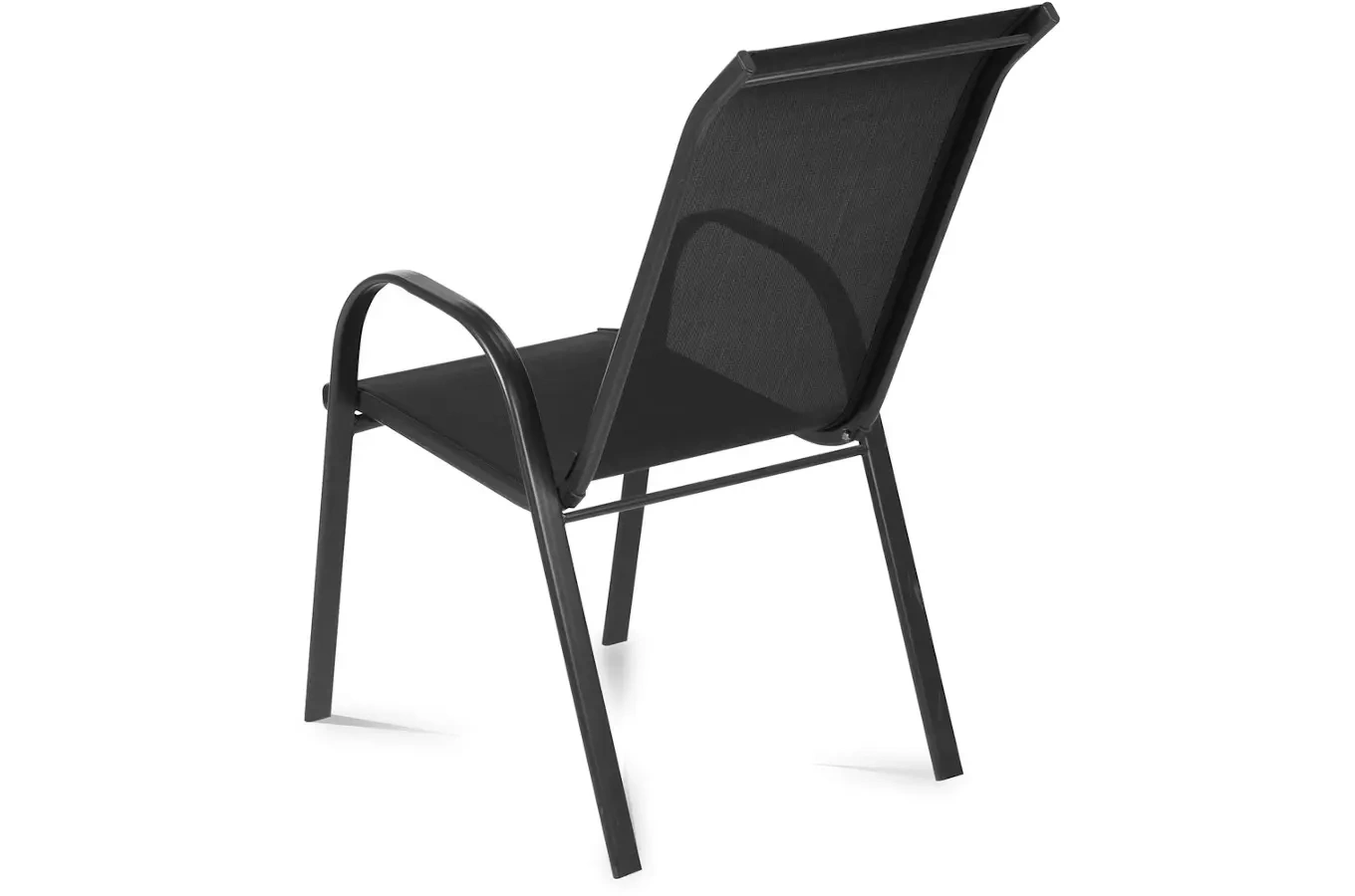 Czarne metalowe krzesło ogrodowe MALAGA z materiałowym siedziskiem