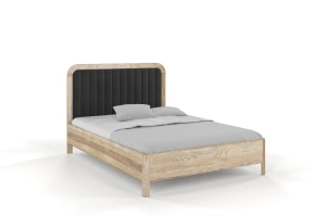 Tapicerowane łóżko drewniane dębowe Visby MODENA z wysokim zagłówkiem / 120x200 cm, olej retro, zagłówek Casablanca 2315