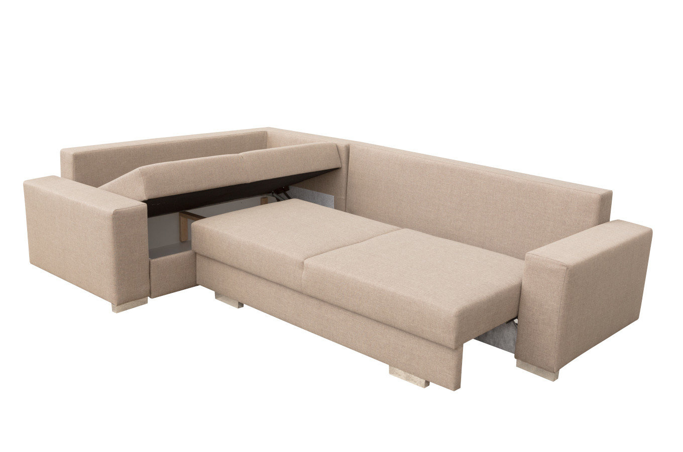 Nowoczesny rozkładany narożnik PEDRO z pojemnikiem na pościel