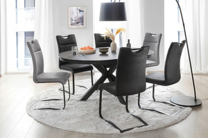 Okrągły rozkładany stół WINNIPEG na metalowych nogach / 120-160 x 120 cm