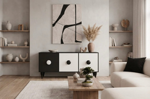 Nowoczesna czarno-biała komoda Dancan PARADIS / szer. 158 cm
