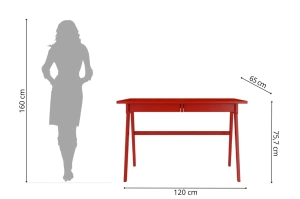 Drewniane biurko / toaletka z szufladami Visby EDDA / kolor bordowy / 120x65 cm