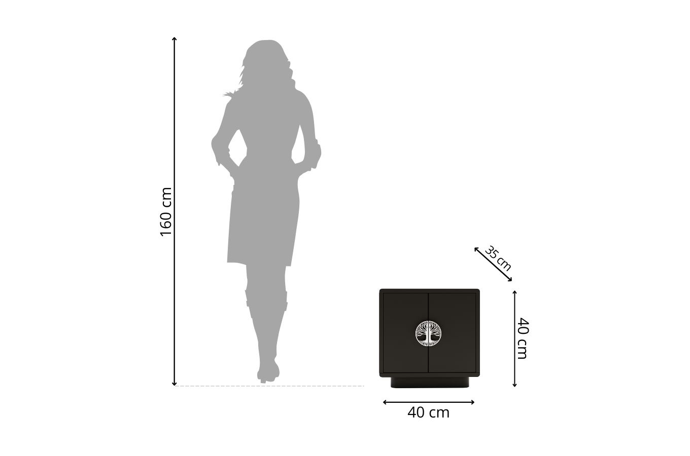Czarna szafka nocna Dancan LOTTA / szer. 40 cm