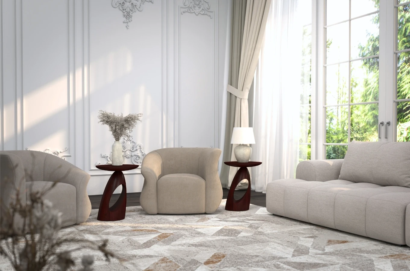 Stolik drewniany Kayani ISLAND różne kolory, wys. 40 cm