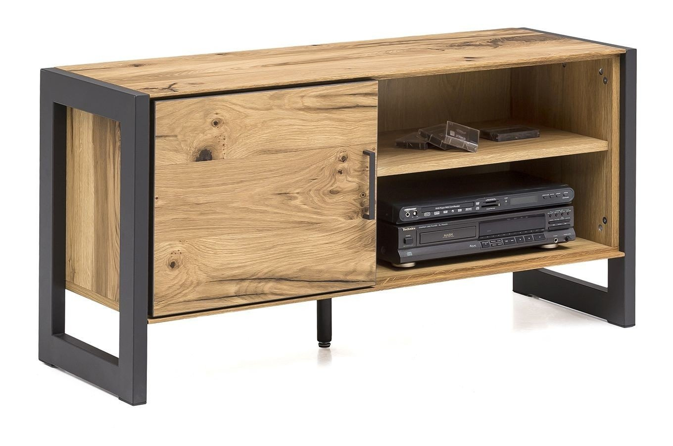 Nowoczesna dębowa szafka RTV TURID 1D / szer. 117,5 cm