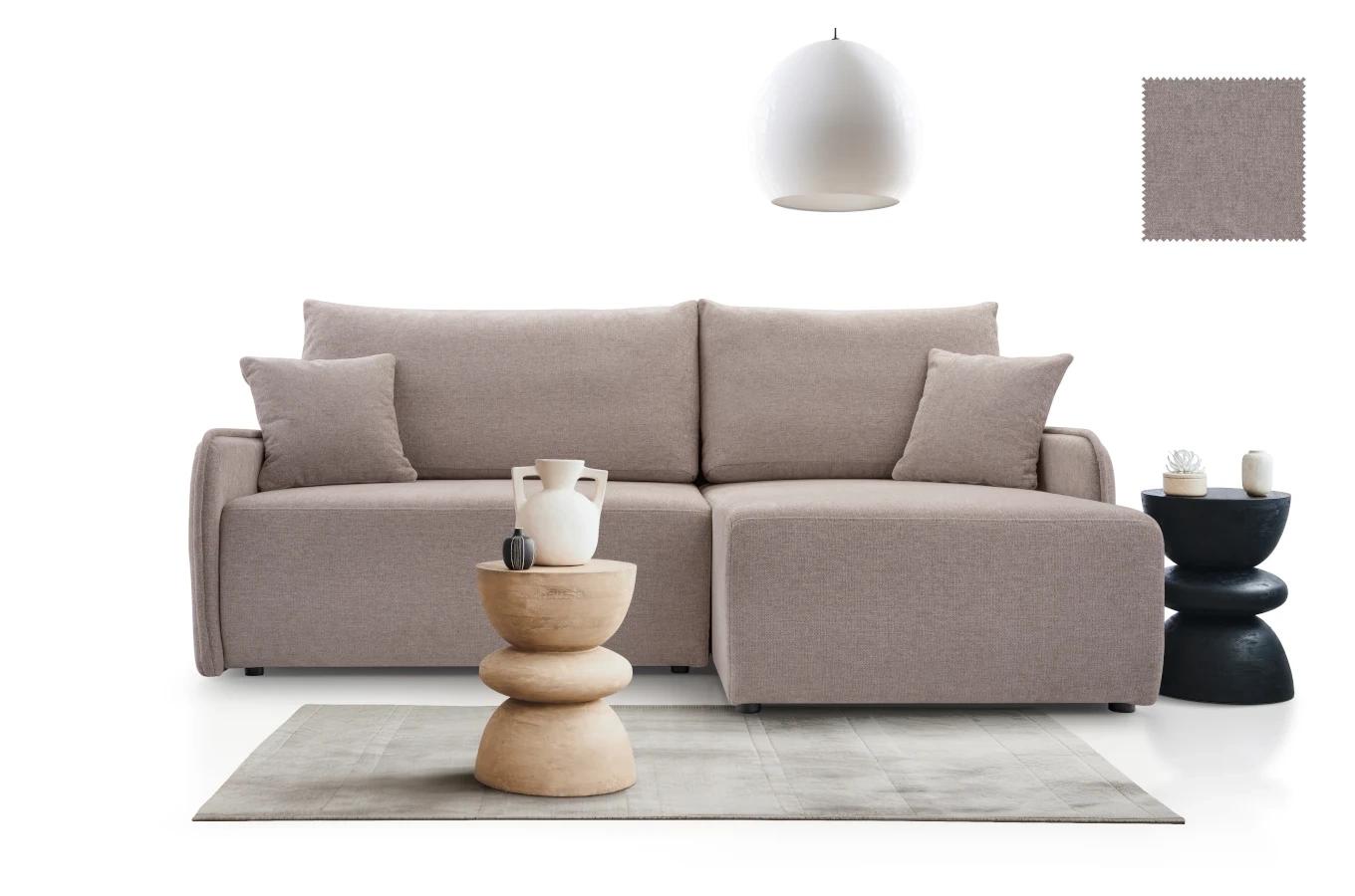 Nowoczesny rozkładany narożnik DIKSI z pojemnikiem na pościel