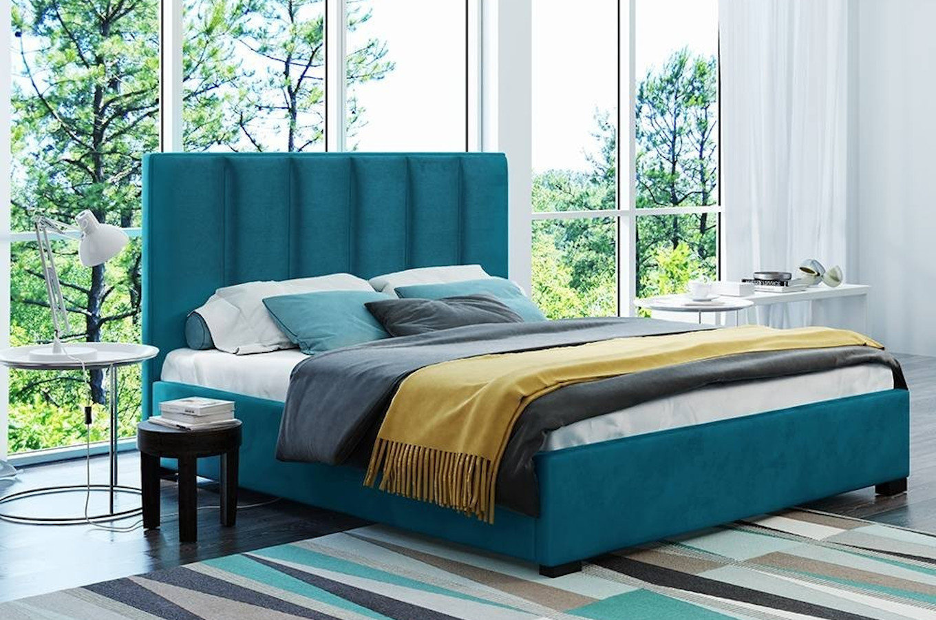 Tapicerowane łóżko do sypialni MARCUS