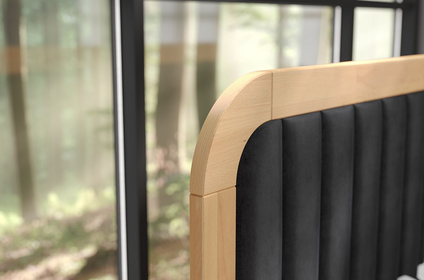 Tapicerowane łóżko drewniane bukowe Visby MODENA BC z wysokim zagłówkiem / 180x200 cm, kolor naturalny, zagłówek Casablanca 2316 (skrzynia na pościel)