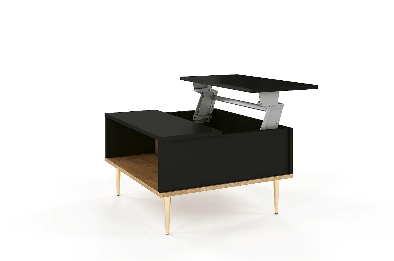 Czarny nowoczesny stolik kawowy Skandica HARMONI z otwieranym blatem