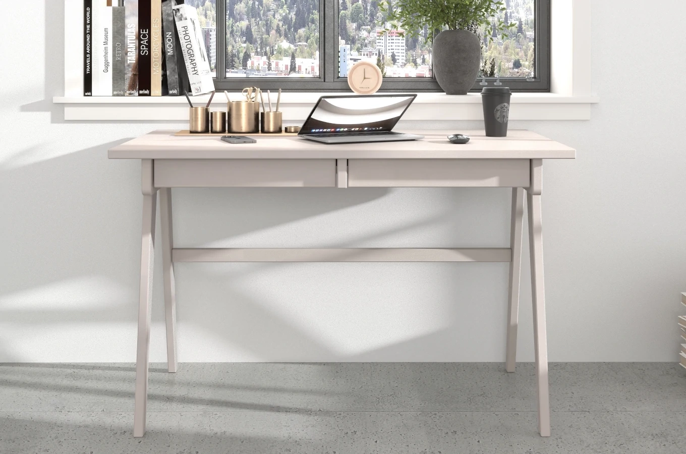 Drewniane bukowe biurko / toaletka z szufladami Visby EDDA / 120x65 cm