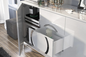 Biała nowoczesna komoda Dancan EVA połysk / szer. 138 cm