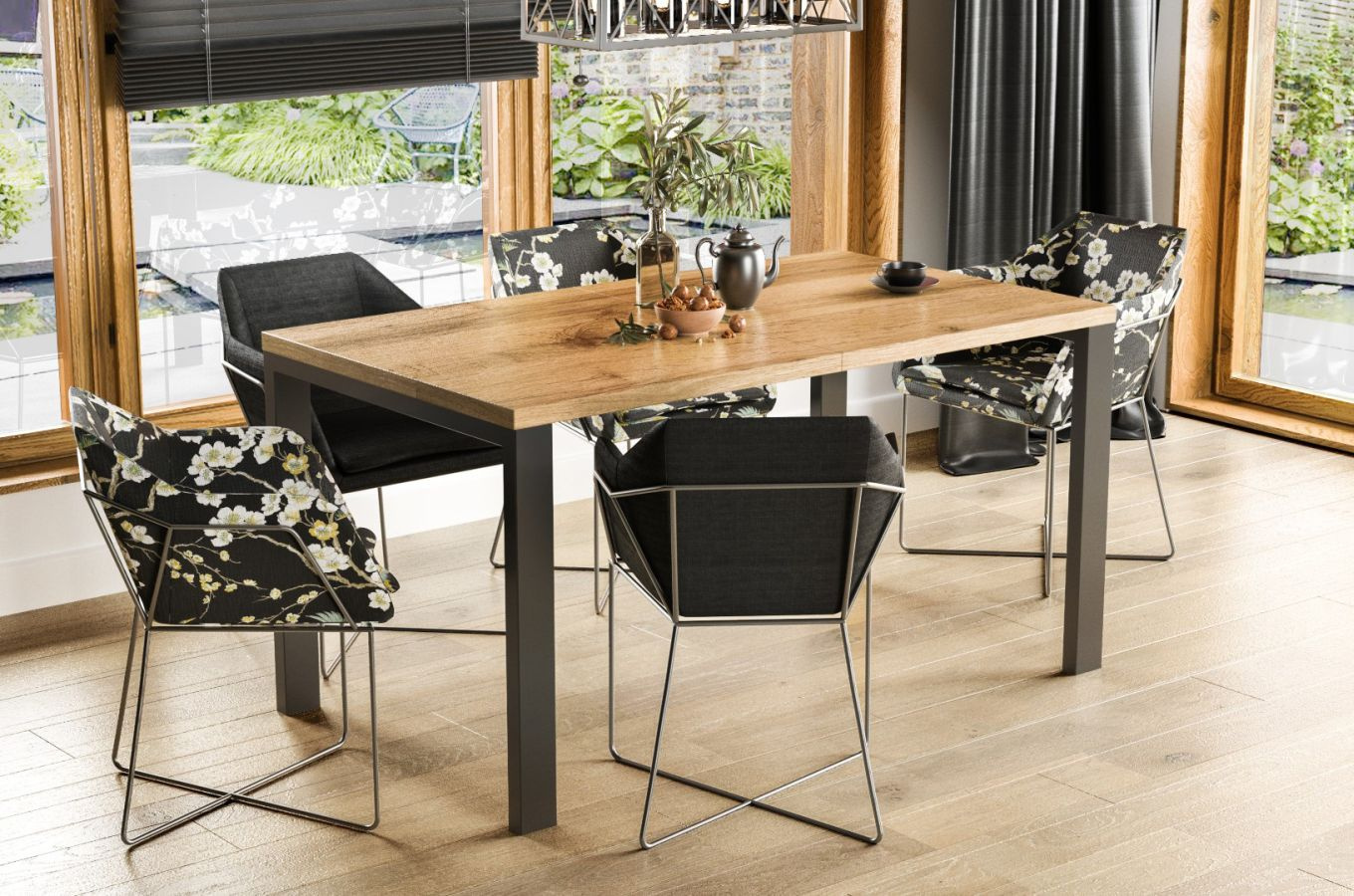 Nowoczesny rozkładany stół GARANT 130-265 x 80 cm (dąb wotan)