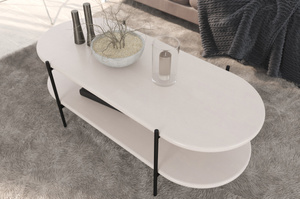 Stolik drewniany bukowy Skandica DOTA w kolorze białym na metalowych nogach