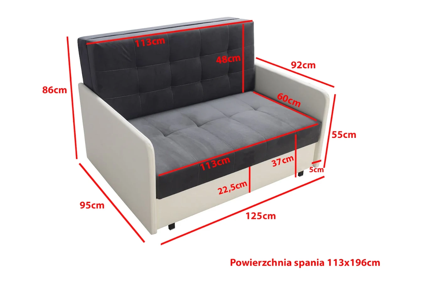 Klasyczna sofa MAXI z funkcją spania / szerokość 125 cm
