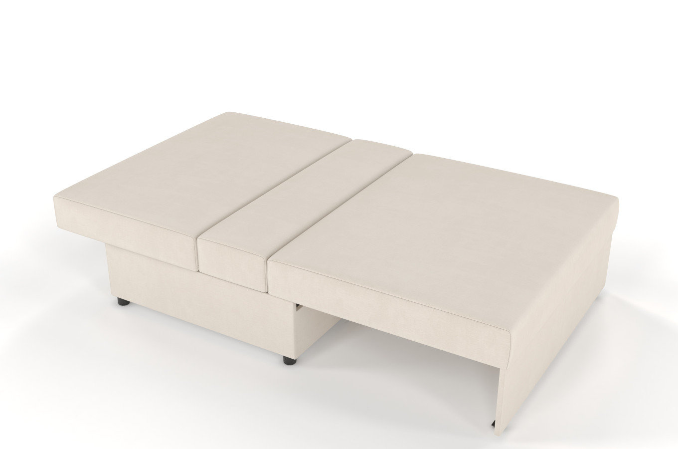 Beżowa rozkładana sofa Dancan OLGA z funkcją spania i pojemnikiem na pościel / szerokość 116 cm