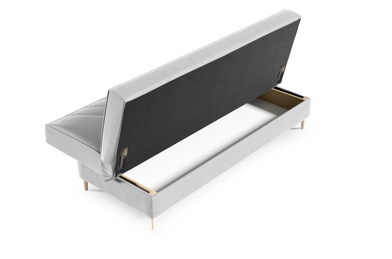 Nowoczesna sofa VAIANA w skandynawskim stylu z funkcją spania i pojemnikiem na pościel