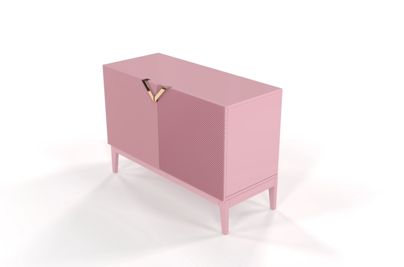 Drewniana komoda Visby DEMI LONG 2D / kolor pudrowy róż / szer. 100,5 cm