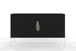 Czarna komoda Skandica MERLIN ze złotymi dodatkami / szer. 138 cm