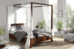 Łóżko drewniane sosnowe z baldachimem Visby CANOPY