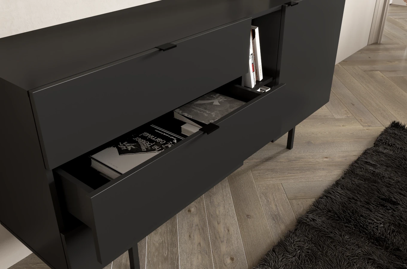 Nowoczesna czarna komoda z szufladami Skandica MYWAY / szer. 160 cm