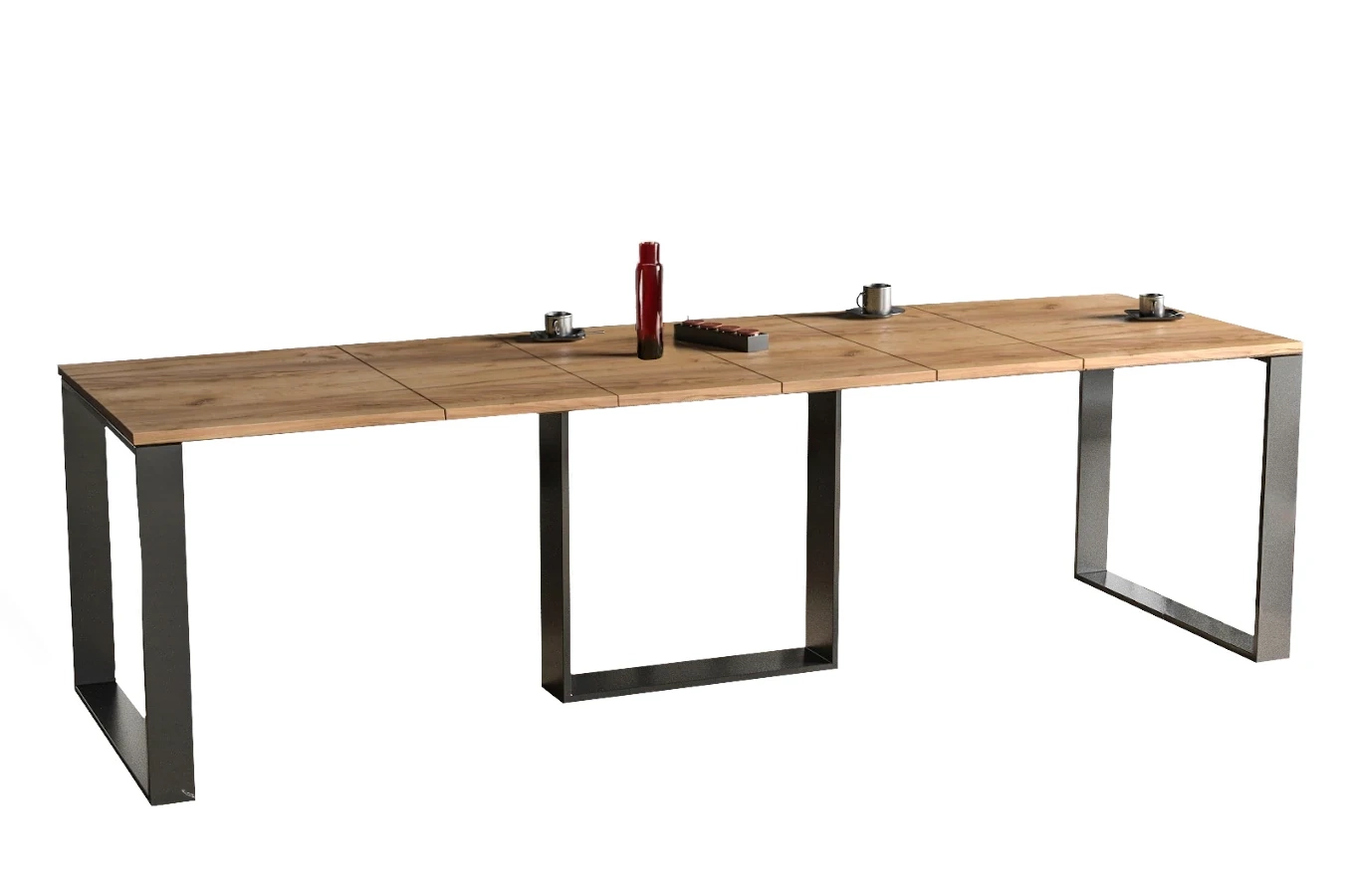 Nowoczesny rozkładany stół BORYS na metalowych nogach 130-290 x 80 cm (dąb craft)