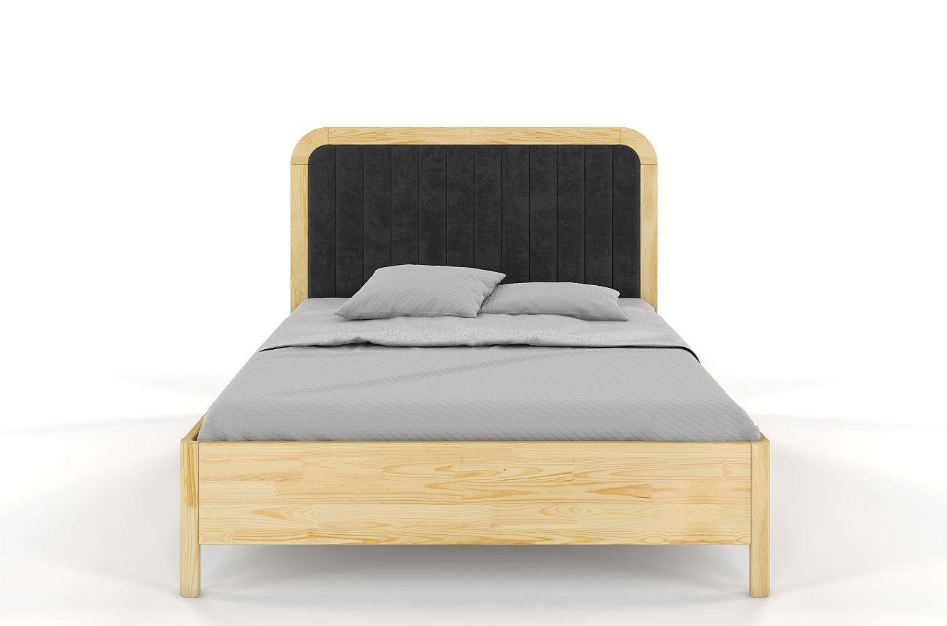 Tapicerowane łóżko drewniane sosnowe Visby MODENA z wysokim zagłówkiem / 120x200 cm, kolor naturalny, zagłówek Casablanca 2315