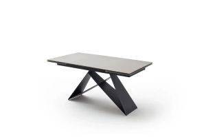 Nowoczesny rozkładany stół KOBE z ceramicznym blatem na metalowych nogach, kolor jasny szary / 160-240 x 90 cm