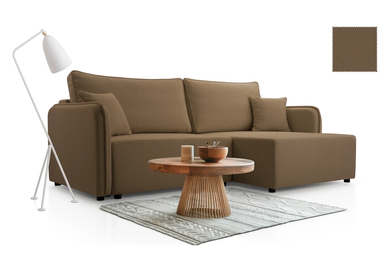 Nowoczesny rozkładany narożnik MUSA z pojemnikiem na pościel